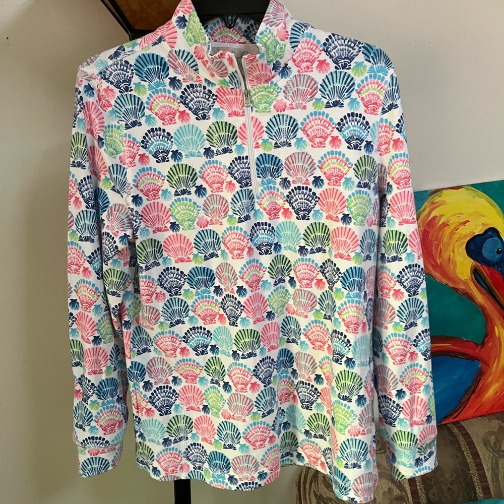 Talbots M Half Zip Seashell Pullover